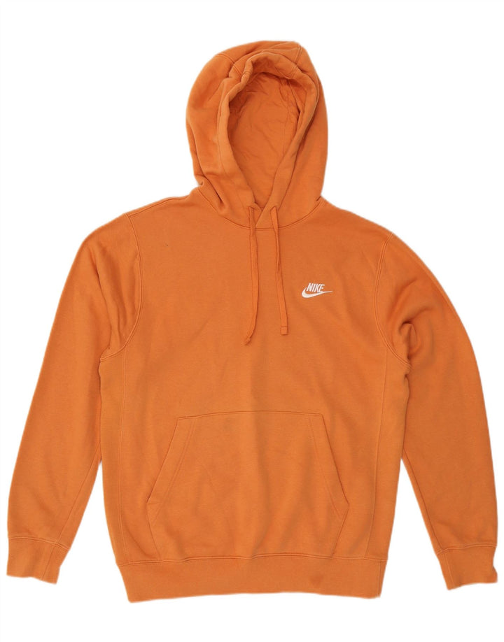 NIKE Mens Hoodie Jumper Small Orange Cotton