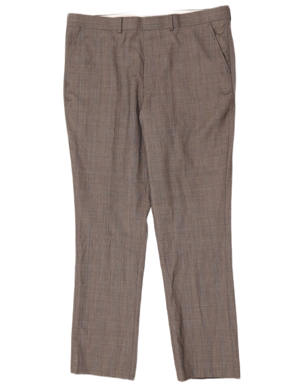 French Connection Mens Regular Casual Trousers W38 L32 Grey Houndstooth