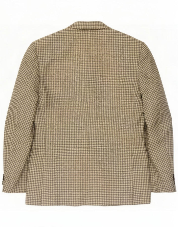 Stefanel Chaqueta tipo blazer de 3 botones para hombre IT 46 Small Grey Check Wool