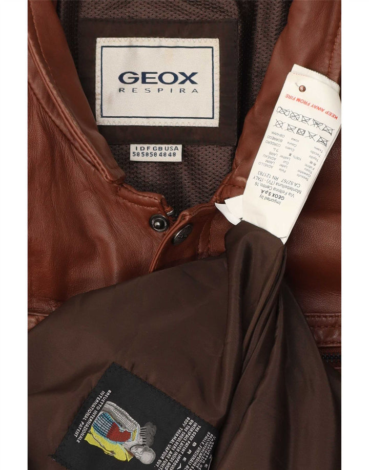 Chaqueta de cuero para hombre Geox UK 48 4XL Marrón