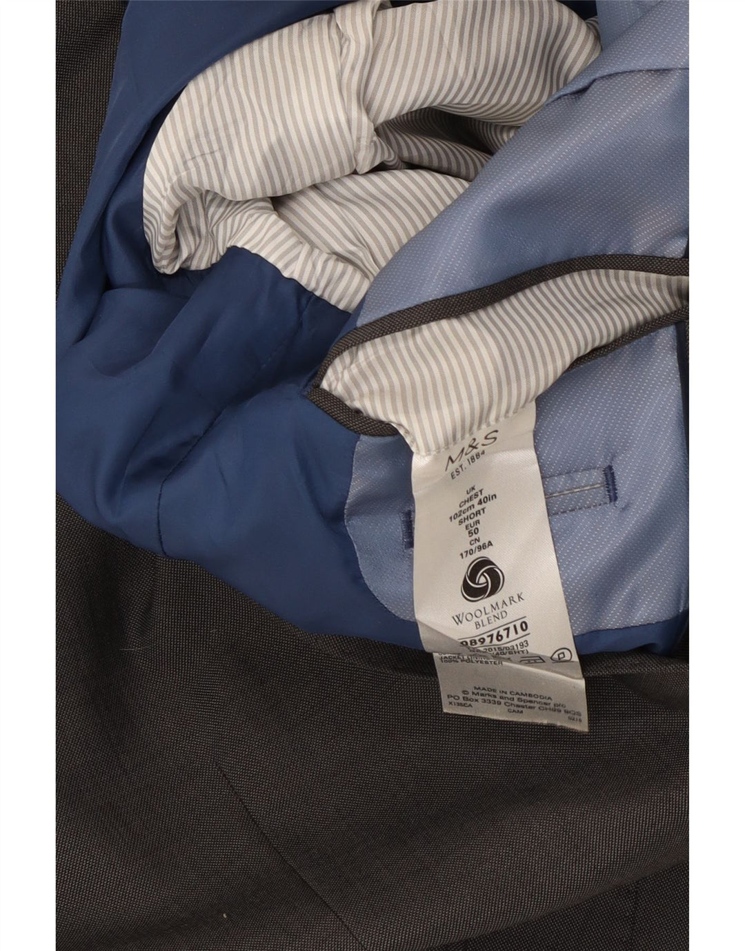 Sacou Marks & Spencer pentru bărbați, cu 2 nasturi, UK 40, lână, gri mediu