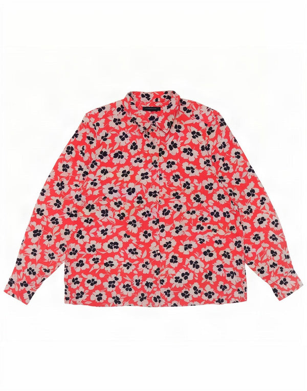 Bluză cămașă supradimensionată pentru femei Marks & Spencer UK 18 XL Poliester floral roșu