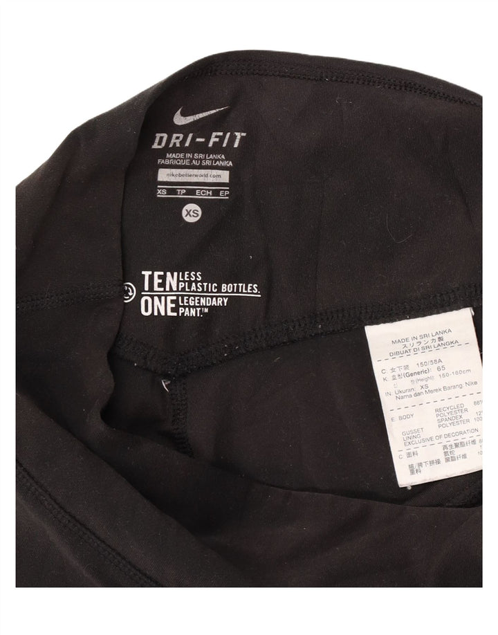 Nike Womens Dri Fit Capri Leggings UK 4 XS  Black Polyester