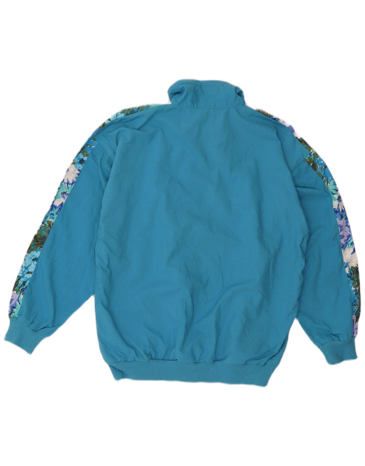 VINTAGE Damen-Trainingsanzug, UK 14/16, großes blaues Blumenmuster, Polyester