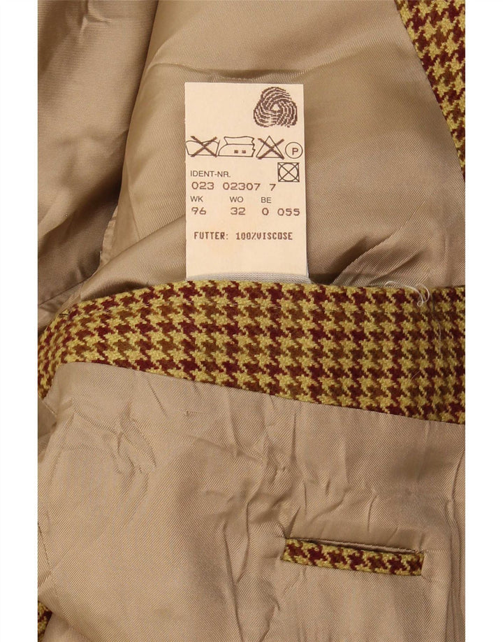 Hugo Boss Mens 2 Button Blazer Jacket UK 42 XL Brown Houndstooth New Wool