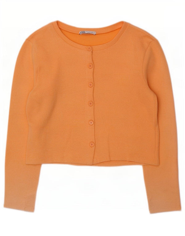 Zara Womens Crop Cardigan Top UK 12 Medium Orange