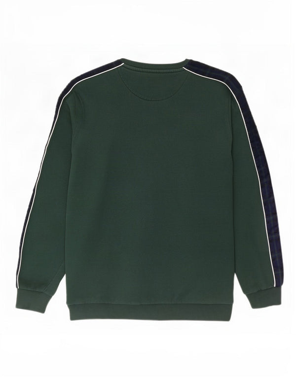 Lyle & Scott Mens Graphic Sweatshirt Jumper XL Green Colourblock Cotton
