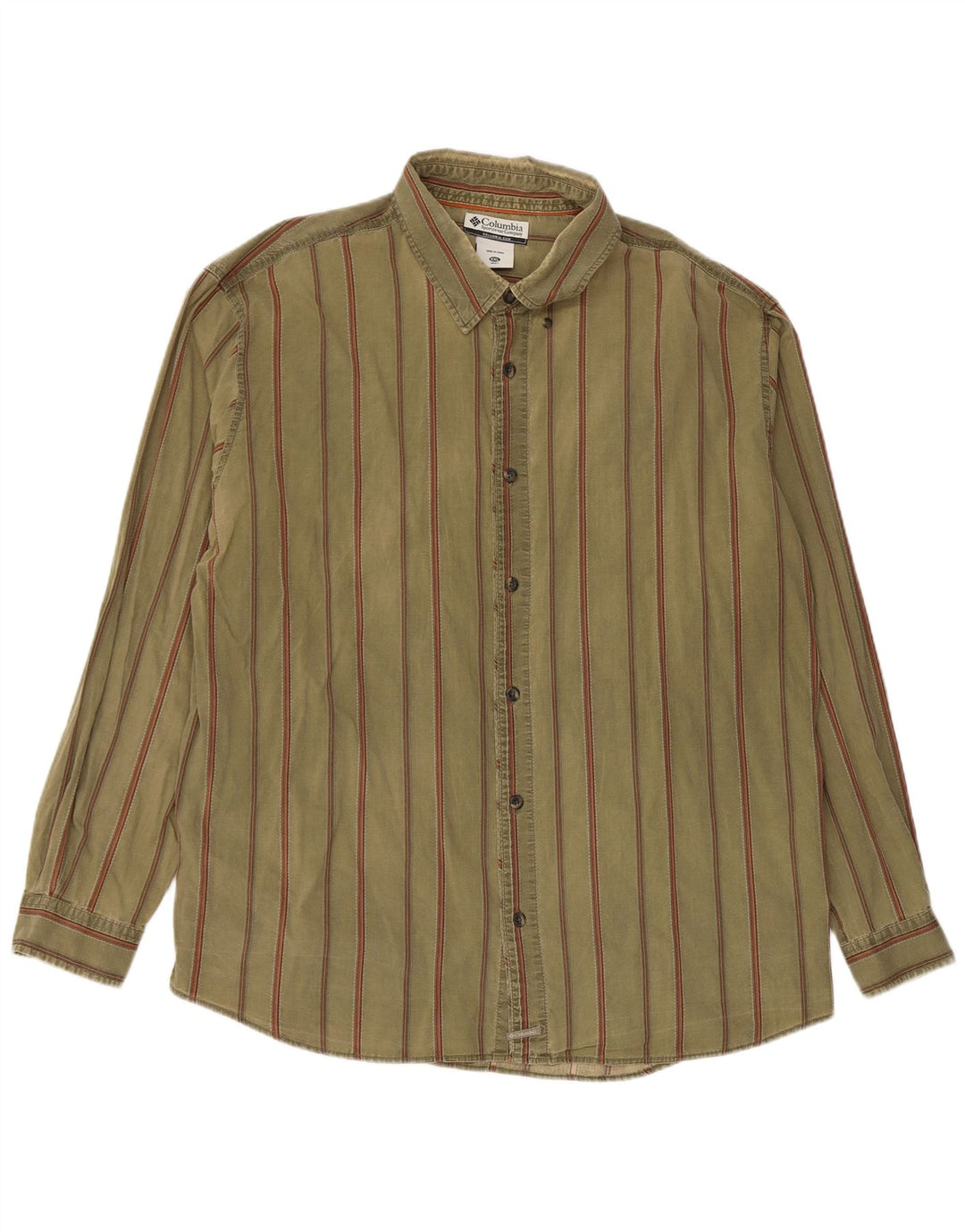 Columbia Womens Shirt 2XL Khaki Striped Cotton