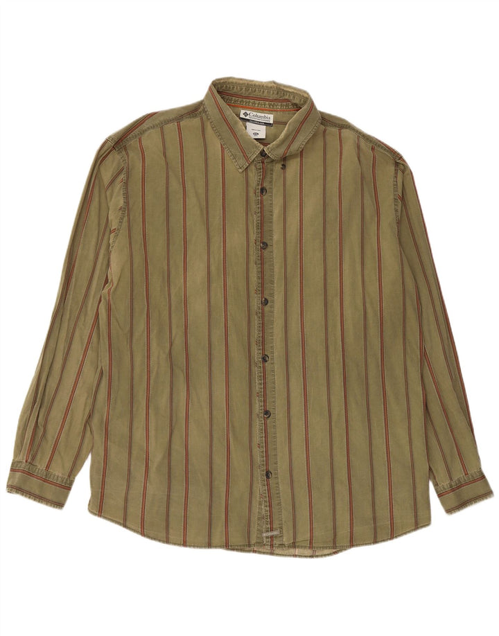 Columbia Womens Shirt 2XL Khaki Striped Cotton