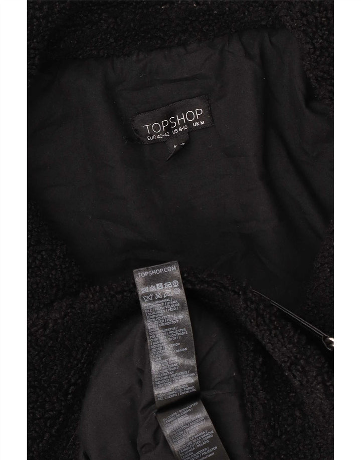 Topshop Dame Oversized Fleecejakke UK 14 Medium Sort Polyester