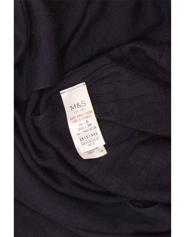 Marks & Spencer Womens Open Cardigan Sweater UK 8 Small Navy Blue Viscose