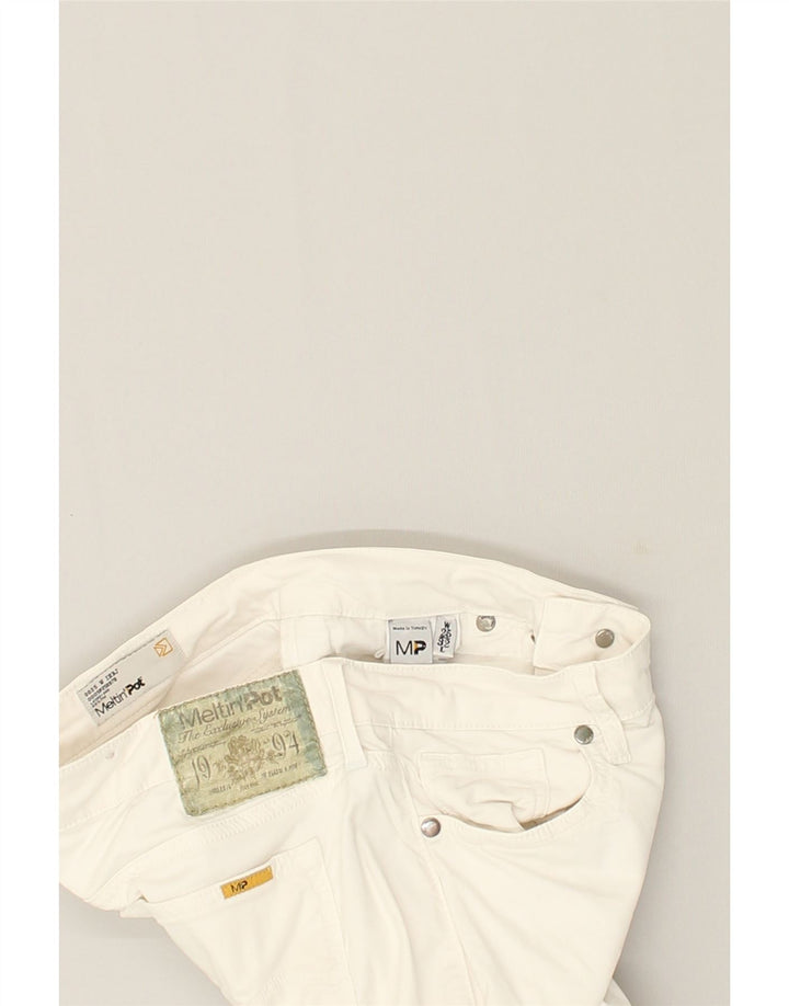 MELTIN' POT Womens Skinny Casual Trousers W25 L25  White Cotton | Vintage Meltin' Pot | Thrift | Second-Hand Meltin' Pot | Used Clothing | Messina Hembry 