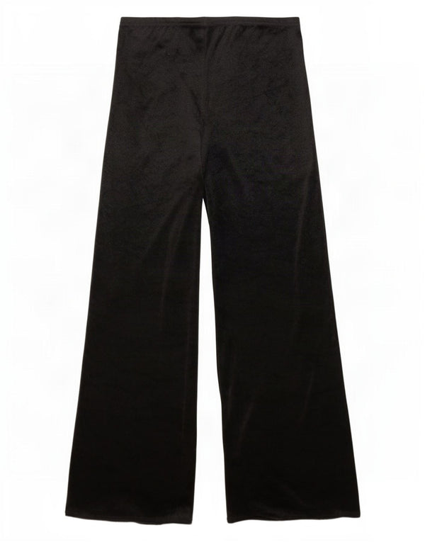 Topshop Womens Wide Leg Velour Casual Trousers UK 12 Medium W28 L30 Black