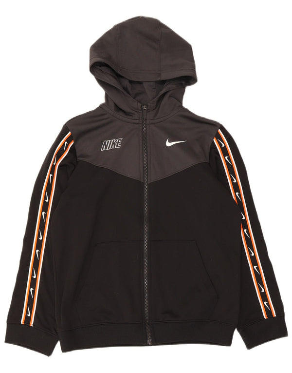 Nike drenge Dri Fit hættetrøjetrøje med lynlås 12-13 år stor sort farveblok