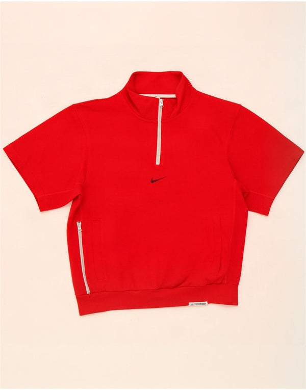 Felpa da uomo Nike Dri Fit Graphic a maniche corte, piccola, in cotone rosso