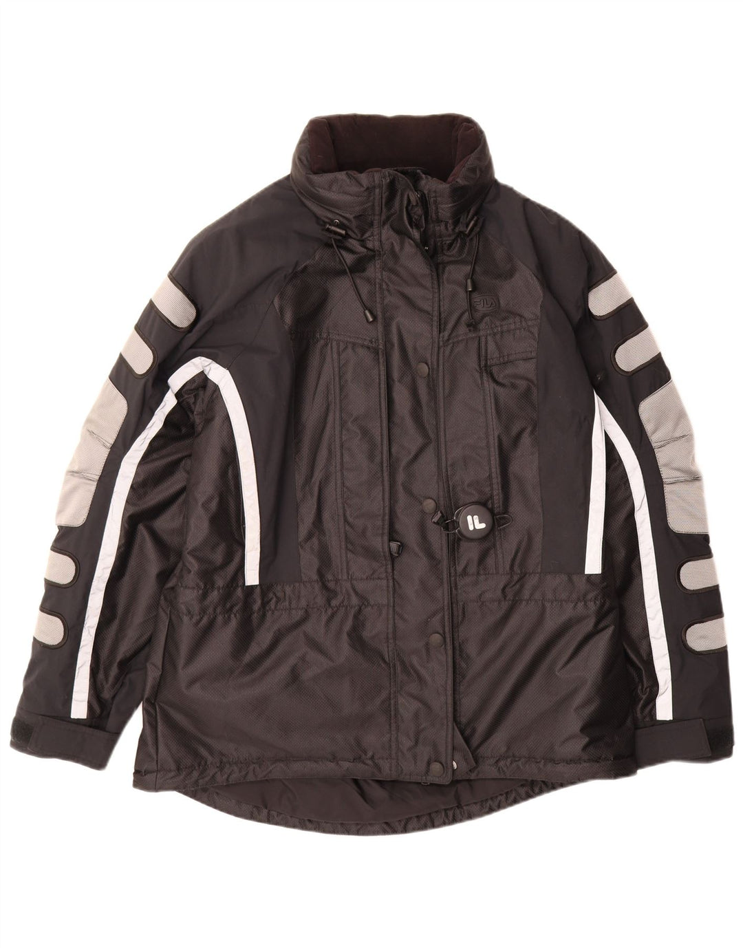 FILA Womens Graphic Windbreaker Coat UK 16 Large Black Colourblock