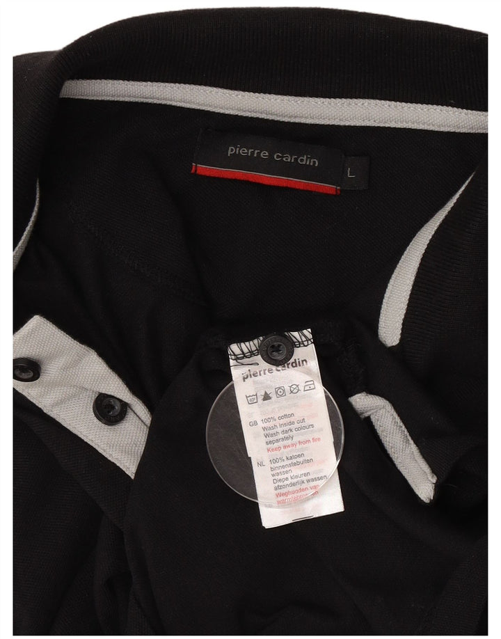 Pierre Cardin Mens Polo Shirt Large Black Cotton