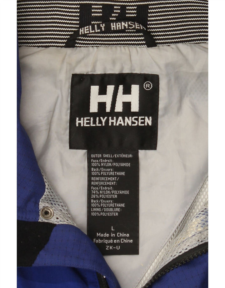 Helly Hansen Mens Graphic Rain Jacket UK 40 Large Blue Colourblock Nylon