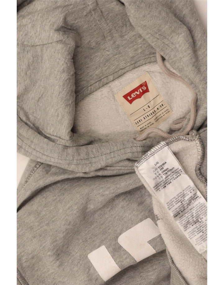 Suéter com capuz gráfico masculino LEVI'S grande algodão cinza