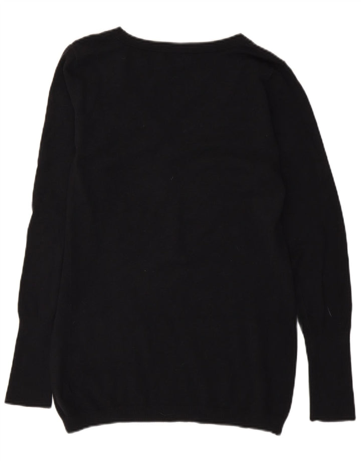 Gap maglione da donna con collo a bottoni UK 14 cotone nero medio