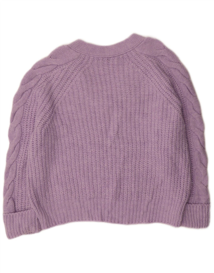 Marks & Spencer Womens Oversized V-Neck Jumper Sweater UK 14 Medium Purple