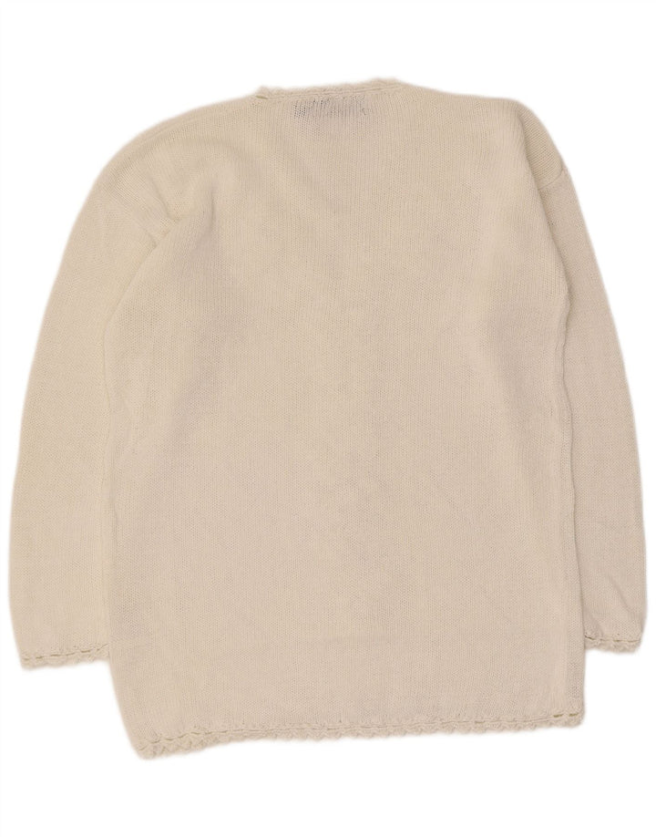 Maglione da donna con scollo a V Hannah, taglia unica, ramiè bianco