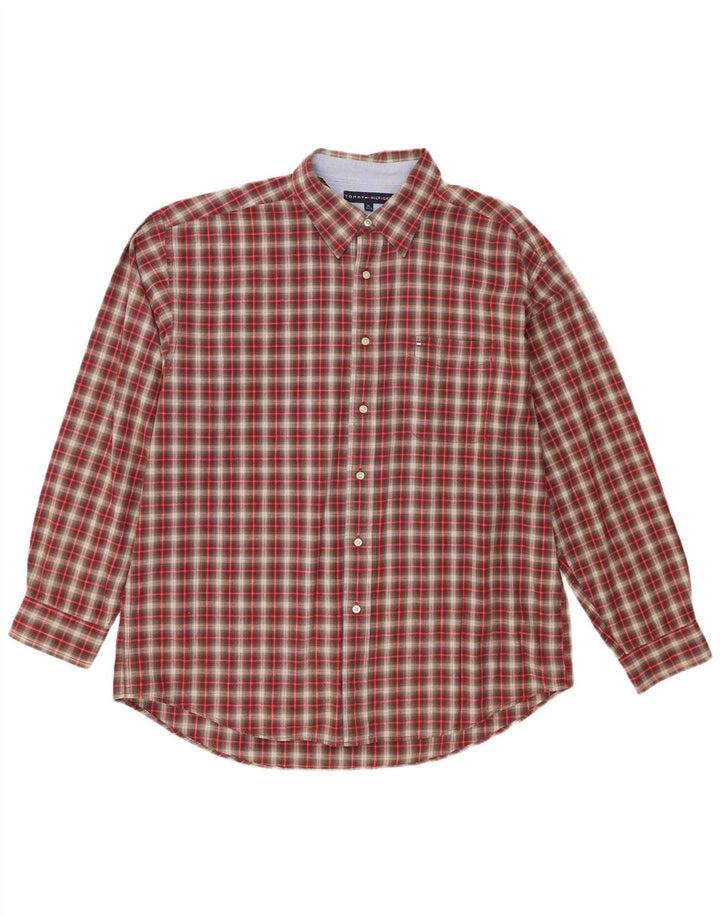 Tommy Hilfiger Herrenhemd XL, rot kariert, Baumwolle