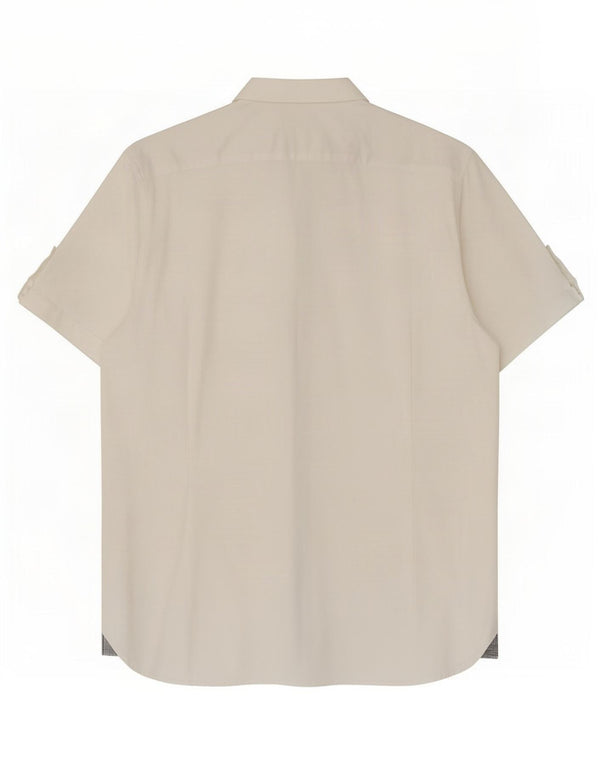 Ted Baker Mens Short Sleeve Shirt Size 6 2XL White Cotton