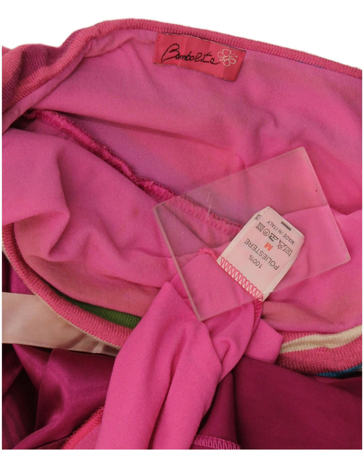 Abito vintage da donna senza spalline UK 12 Poliestere a righe rosa medio