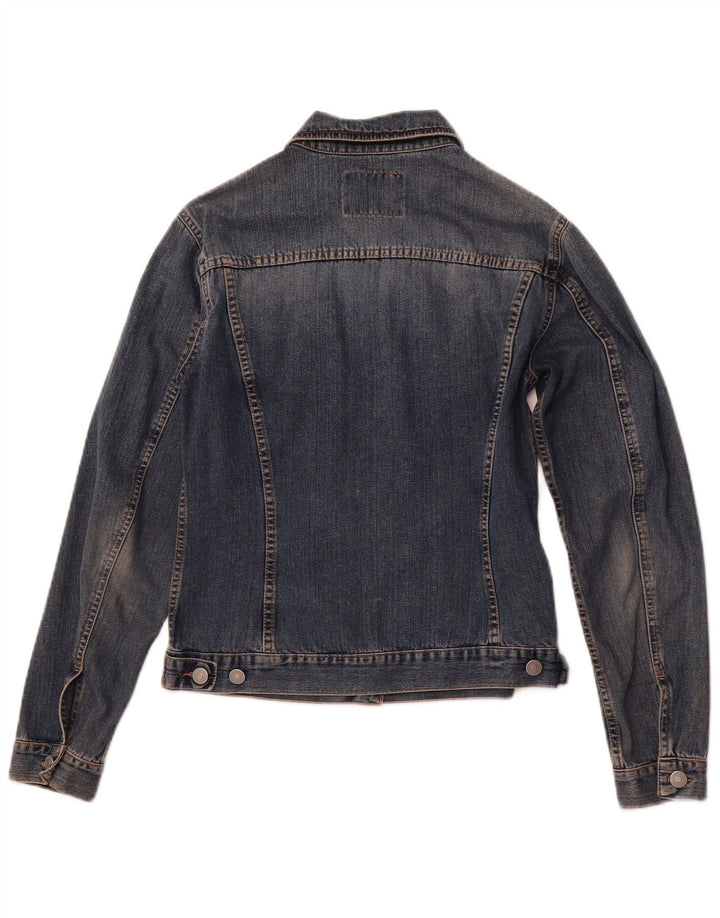 Giacca di jeans da donna SISLEY UK 10 piccola in cotone blu navy
