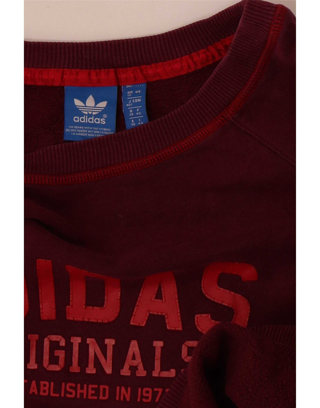 Adidas Womens Graphic Sweatshirt Jumper UK 12 Medium Burgundy