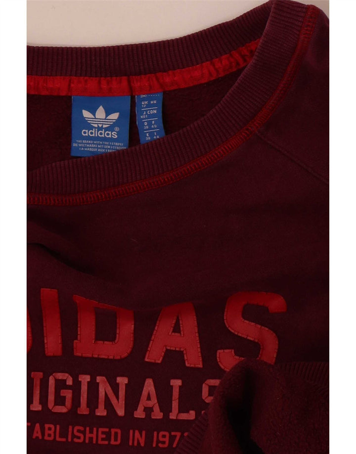Adidas Womens Graphic Sweatshirt Jumper UK 12 Medium Burgundy