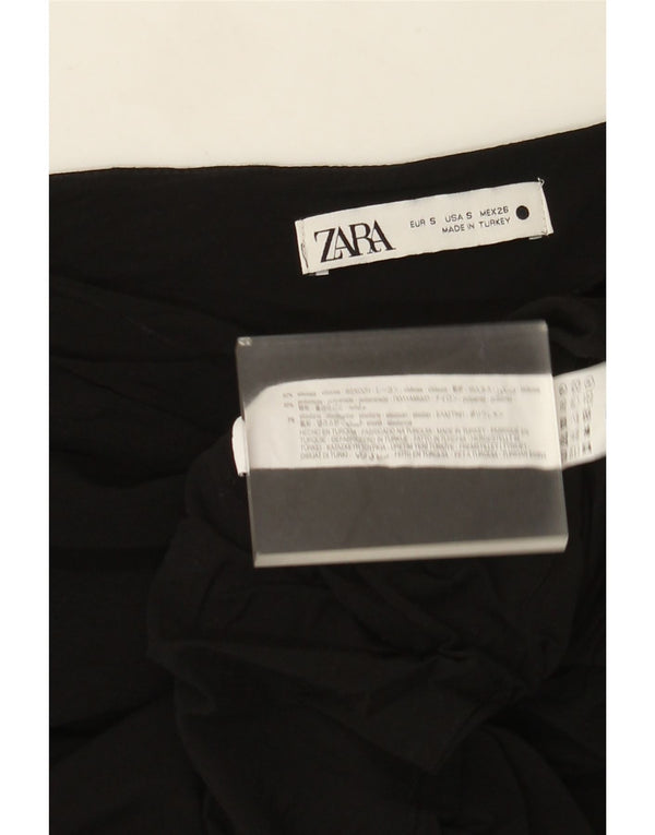 Zara Womens Crop One Shoulder Top UK 8 Small Black Viscose