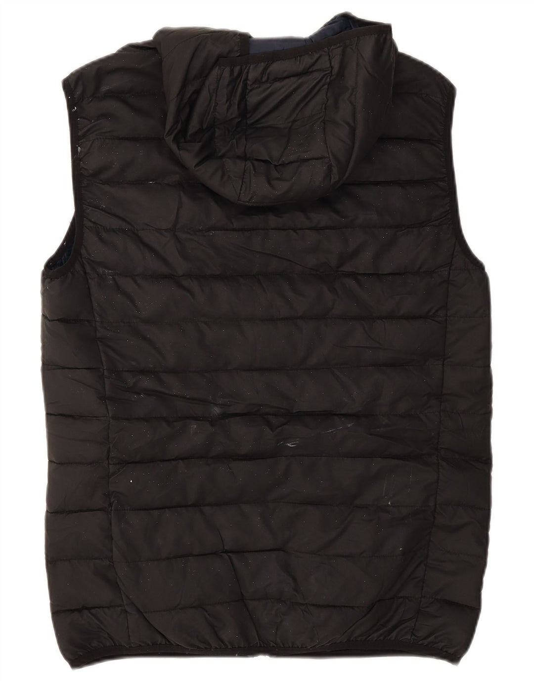 Zara Mens Hooded Padded Gilet UK 40 Large Black Polyester