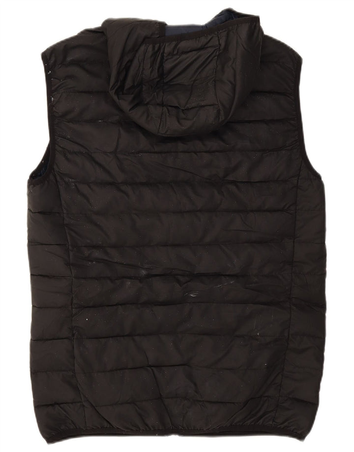 Zara Mens Hooded Padded Gilet UK 40 Large Black Polyester