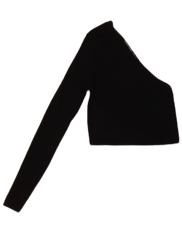 Top corto monospalla da donna Zara UK 8 piccolo in viscosa nera