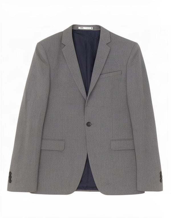 Jaqueta blazer masculina Zara com 1 botão EU 44 XS cinza poliéster