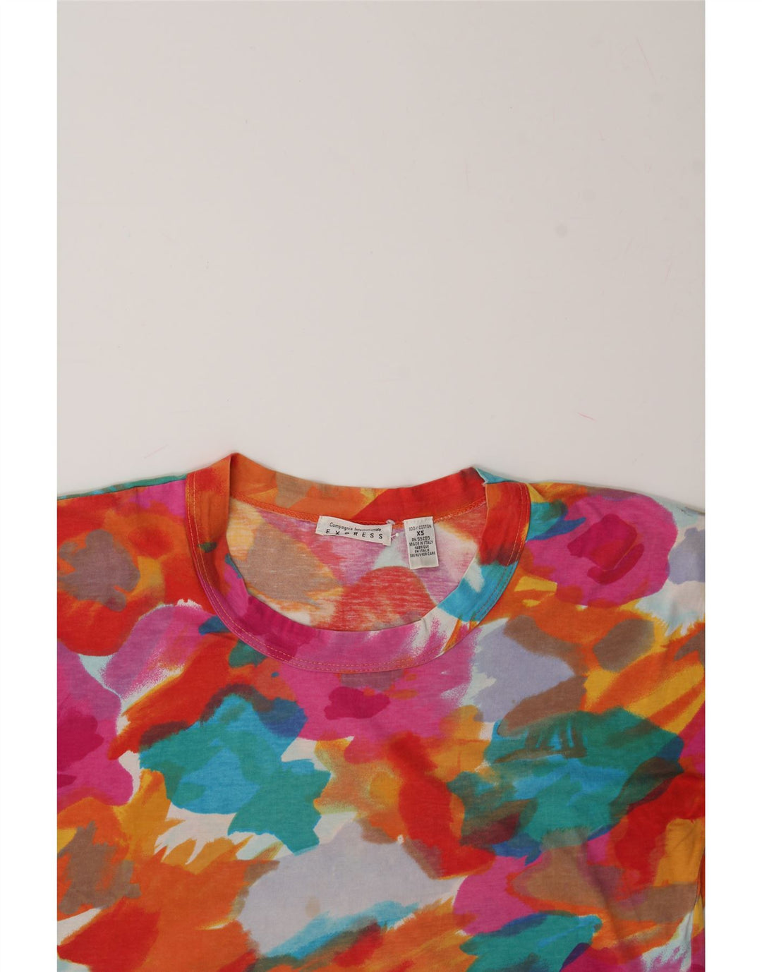 EXPRESS Womens Oversized T-Shirt Top UK 6 XS Multicoloured Colourblock Vintage Express and Second-Hand Express from Messina Hembry 