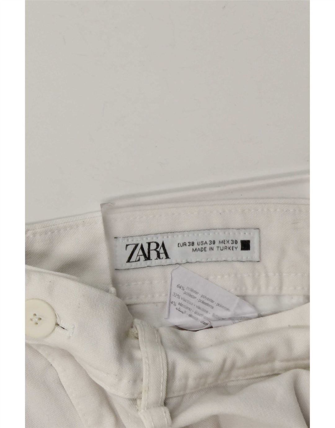 Zara Slim Chino-Hose für Herren, EU 38, Größe S, W30, L28, Weiß, Polyester