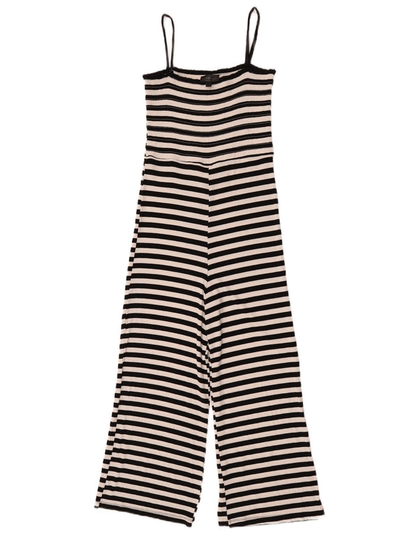 Topshop Womens Sleeveless Jumpsuit UK 10 Small Black Striped Viscose