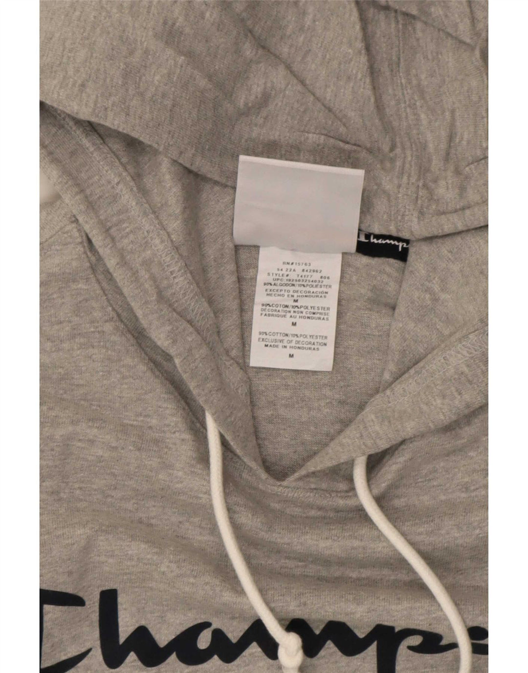 Champion Mens Graphic Hoodie Jumper Medium Grey Flecked Cotton