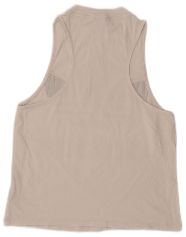 Canottiera grafica da donna Adidas UK 12 cotone bianco medio