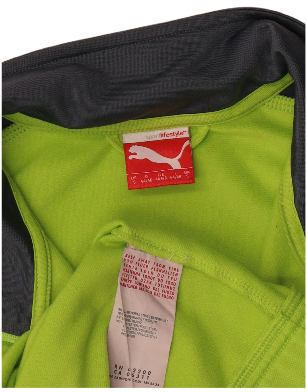 PUMA Mens Graphic Tracksuit Top Jacket Small Green Colourblock Polyester