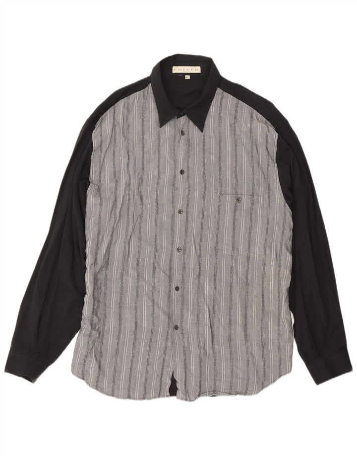 CRIVER Mens Shirt XL Black Striped Viscose