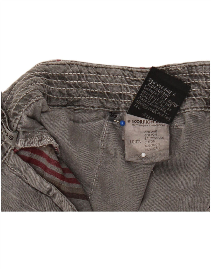 Shorts cargo masculino Scorpion Bay W36 grande algodão xadrez cinza