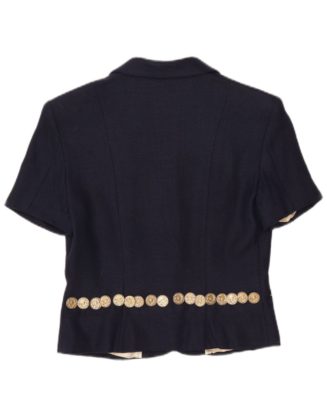 Moschino Womens 3 Button Short Sleeve Blazer Jacket UK 14 Large Navy Blue