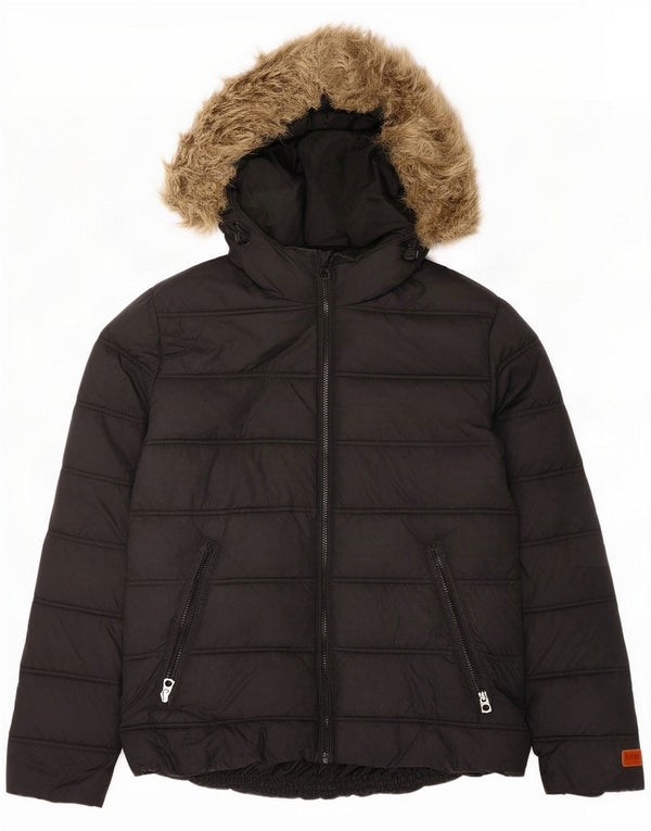Jack & Jones Męska ocieplana kurtka z kapturem UK 38 Medium Black Nylon