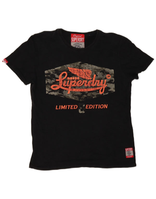 Superdry Mens Graphic T-Shirt Top Large Black Cotton