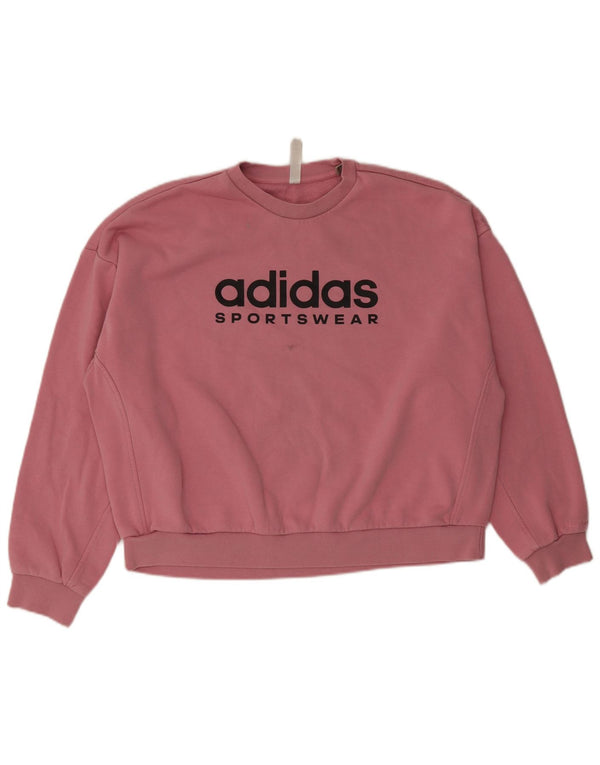 Adidas Sweat-shirt graphique surdimensionné pour femme UK 20/22 XL en coton rose