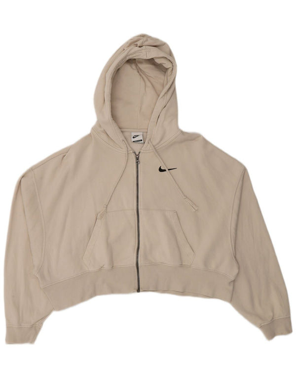Nike Pull à capuche zippé pour femme Coupe ample UK 6 XS Coton beige
